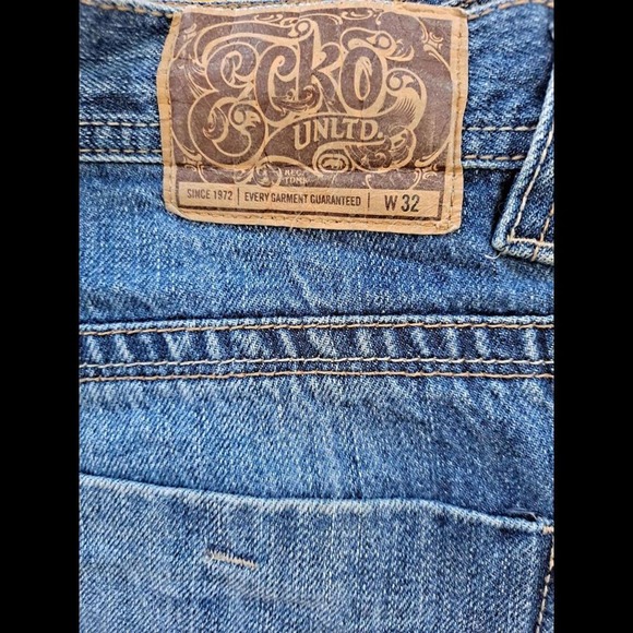 Ecko Unltd Denim Shorts with Floral Design and Patches Size 32 - Picture 4 of 8